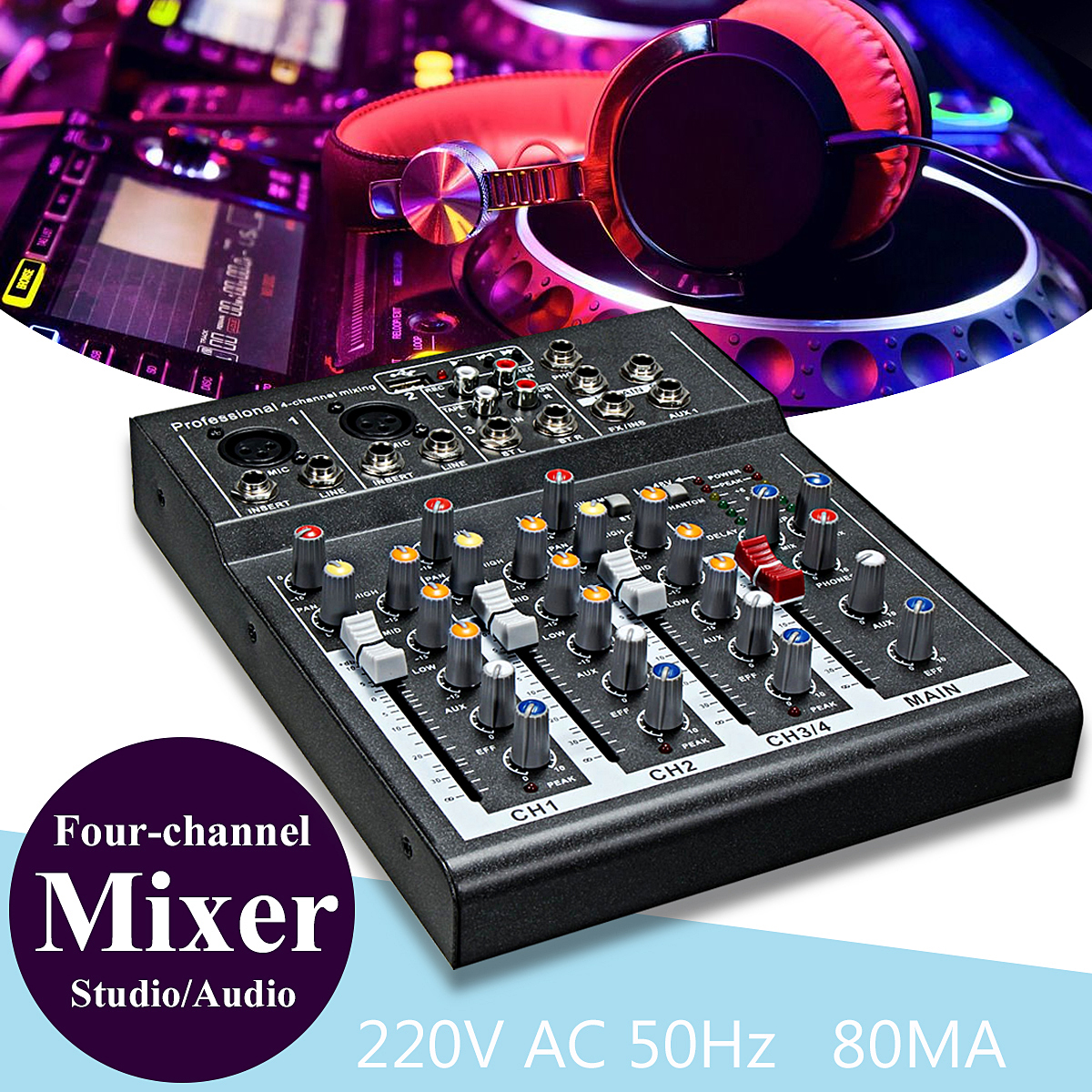 Professional Audio Mixer Small Mixer Portable for Party