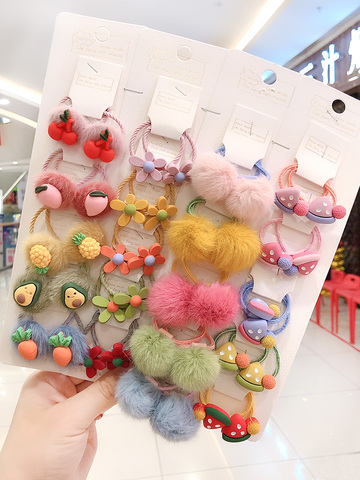 2/6/10/20Pcs/set Girls Cute Cartoon Animals Fruit 3 cm Elastic Hair Bands Ponytail Holder Scrunchies Kid Hair Accessories ► Photo 1/6