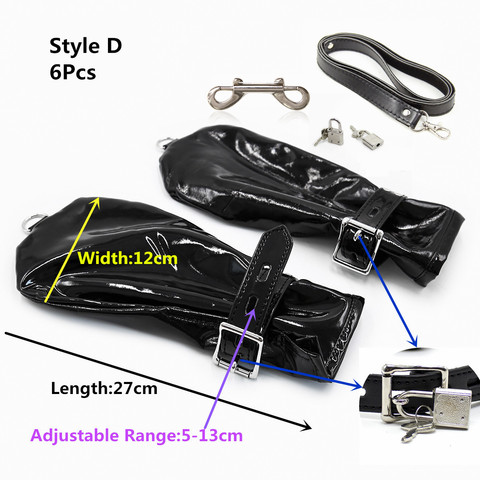 Bdsm Bondage Sex Toys of Wetlood Leather Lockable Gloves Handcuffs with Chain for Men Women Synthetic Leather Wrist Unisex Adult ► Photo 1/6