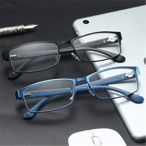 Trendy Men's Business Reading Glasses Titanium Alloy Frame Ultra Light Resin Eye Wear Hyperopia Presbyopia Prescription Glasses ► Photo 1/6