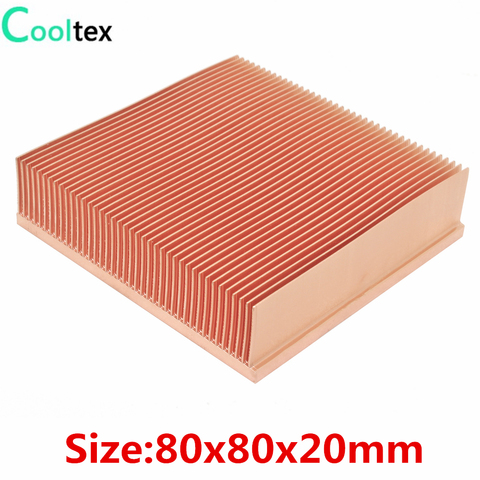 Pure Copper Heatsink 80x80x20mm Skiving Fin Heat Sink Radiator For Electronic Chip LED Power Amplifier Cooling Cooler ► Photo 1/6