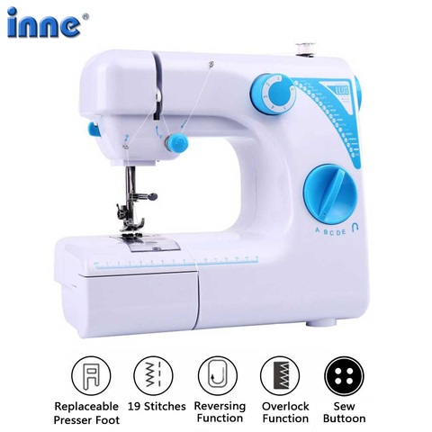 INNE Sewing Machine Foot Mini Manual Portable Assistant 19 Stitches Household Multifunction Crafting  LED Reverse Stitching ► Photo 1/6