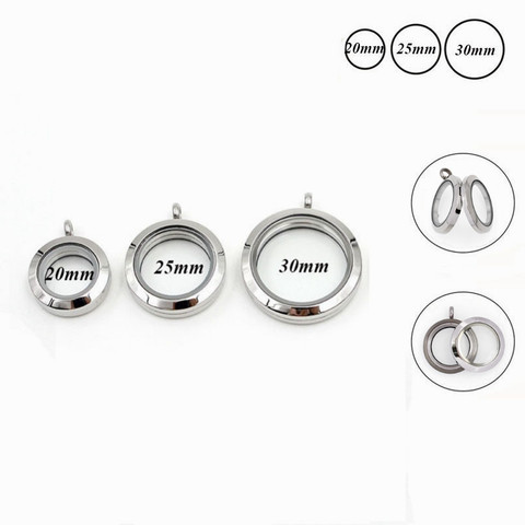 1pc 20mm 25mm 30mm 316L stainless steel + glass floating locket rhinestone locket for floating locket memory charms ► Photo 1/6