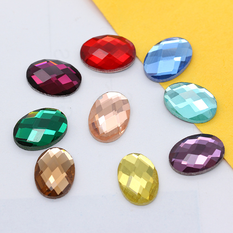 20p 13x18mm Oval Color Glass stone Foiled Flat back Non-Hotfix faceted crystal rhinestones Cabochon button jewelry making beads ► Photo 1/3