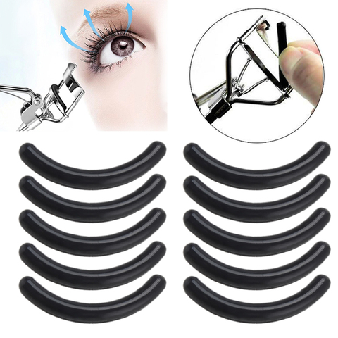 Hot Sale 10pcs/set Black High Elastic Refill Silicone Durable Universal Eyelashes Curler Replacement Pads Cosmetic Makeup Tools ► Photo 1/6