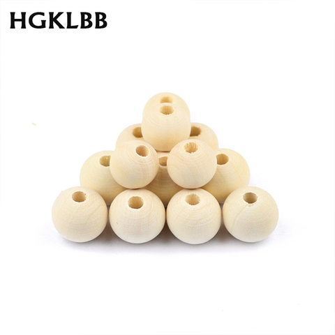 HGKLBB Natural Ball Wooden Beads 5~30MM Eco-Friendly Round Loose Spacer beads for Jewelry making bracelet Craft DIY Accessories ► Photo 1/6
