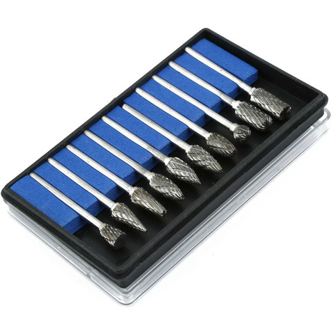 10Pcs Mini Dremel Accessories Grinder Carving Engraving Drill Bit Set Wood Cutter Rotary Burr Micro Tool Rotary File Tung ► Photo 1/2