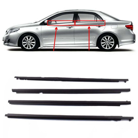 4Pcs/set Car Door Outside Window Belt Molding Trim Weatherstrip For Toyota Corolla 2007 2008 2009 2010 2011 2012 2013 2014 ► Photo 1/3