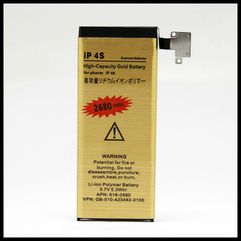 2022 New High Capacity For Bateria iphone 4S Gold Replacement Battery For iPhone 4S Battery ip4S Gold ► Photo 1/4