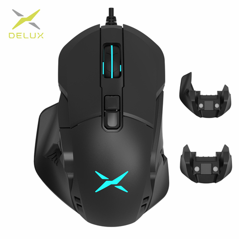 Delux M629 RGB Wired Optical Gaming Mouse 12400-16000 DPI DIY Side Wings Ergonomic 1000Hz Mice For Computer Gamer ► Photo 1/6