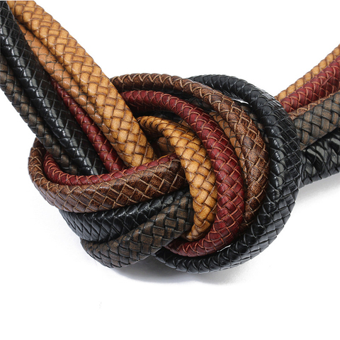1yard/lot Width 10mm 12mm Braided Real Leather Cord Bracelet Findings Flat Leather Rope Thread For DIY Jewelry Making Wholesale ► Photo 1/6