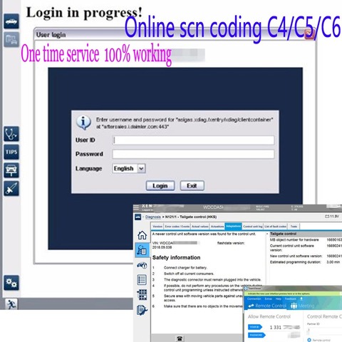 X-en-try SCN Coding online account access service for mb sd C4 C5 C6/ECU programmer scn coding online log in / remote sucharge ► Photo 1/3