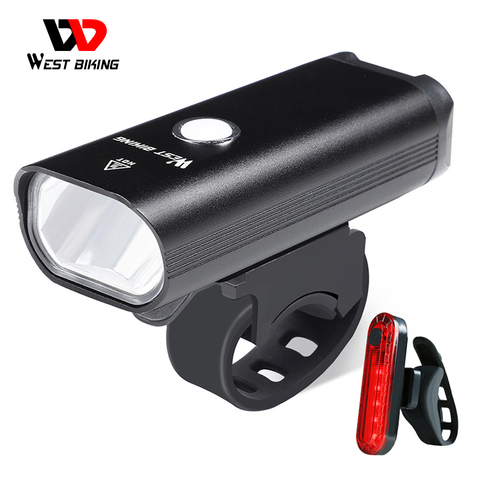 WEST BIKING LED Bicycle Light USB Rechargeable Bike Front Light  3-5 modes Bike Headlamp Safety Flashlight With Warning Light ► Photo 1/6