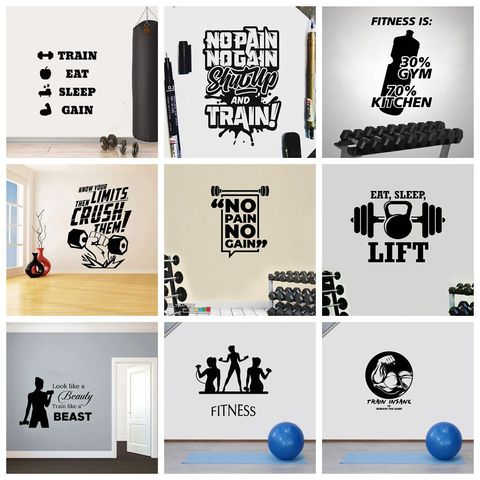 Creative GYM Art Vinyl Wall Sticker Waterproof Wall Decals For Gym Decoration Accessories Murals Sticker Wallpaper Decor ► Photo 1/6