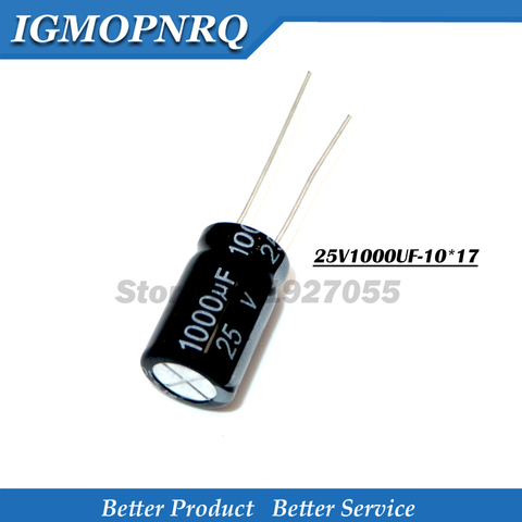 10PCS 25V1000UF 10*17mm 1000UF 25V 17x10 1000uf25v Aluminum electrolytic capacitor new ► Photo 1/1