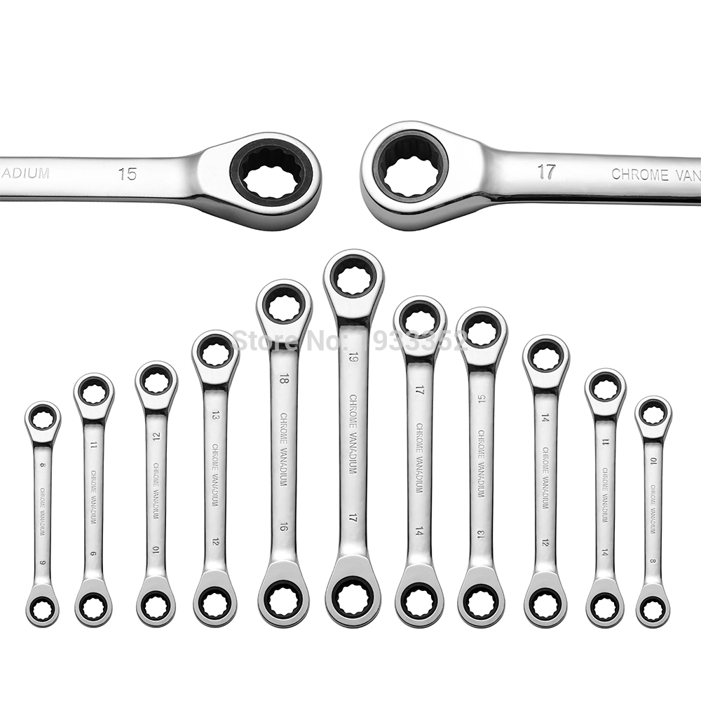 Color : 6 8 Multi-function wrench Chrome Vanadium Ring Double Head Ratchet Wrench Reversible 8-9-10-12-13-14-15-16-17-18-19mm Ratchet Combination Spanner Set Wrench set 