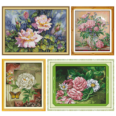 Joy Sunday Stamped Cross Stitch Kits Bluebells Vase Flower Patterns 14CT 11CT Printed Counted Handmade Embroidery Needlework Set ► Photo 1/6