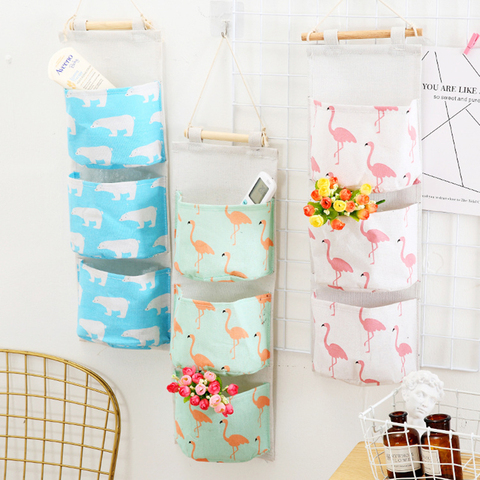 Flamingo Pattern Wall Mounted Wardrobe Organizer Sundries Storage Bag Jewelry Hanging Wall Pouch Hang Cosmetics Toys Organizer ► Photo 1/5