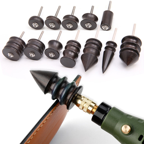 Black Ebony Wood Leather Burnisher Polished Rods, Leather Craft Edge Slicker Tool, Electric Polished Tip Head DIY Rotary Sets ► Photo 1/6