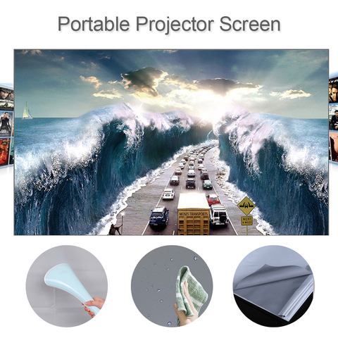 80 100 120 inch HD Projector Screen 16:9 Frameless Video Projection Screen Foldable Wall Mounted for Home Office Grey screen ► Photo 1/6