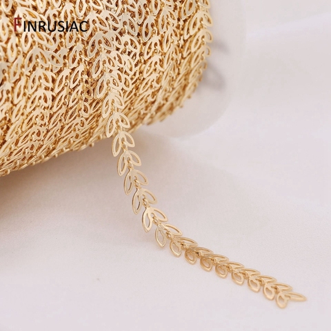 Supplies For Jewelry 14k Real Gold Plated 6mm Hollow Leaf Chain For Jewellery Making DIY Bracelets Necklace Earrings Making ► Photo 1/6