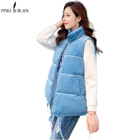 PinkyIsBlack Winter Vest Women Waistcoat 2022 Female Sleeveless Jacket Stand Collar Warm Velvet Vest Outwear Colete Feminino ► Photo 1/6