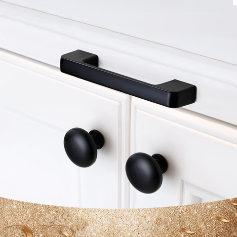 Solid Modern Simple Furniture Hardware Accessories Drawer Cabinet Door Handle American Black Cabinet Wardrobe Single Hole Knobs ► Photo 1/6