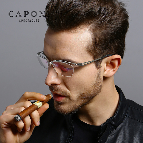 CAPONI Blue Light Blocking Eyeglasses Pure Titanium Ultralight Glasses Frame Prescription Computer Clear Glasses For Men  JF2277 ► Photo 1/6