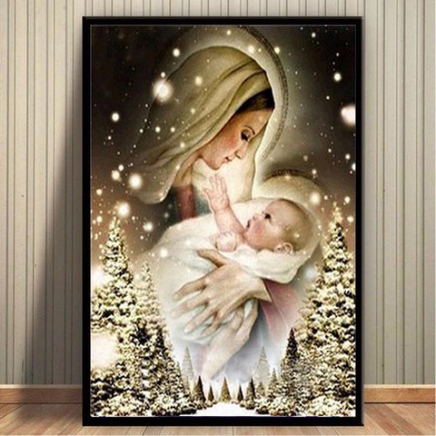 Full Round Diamond Mosaic Religion Madonna Icon 5D DIY Diamond Painting Virgin Mary Religious Icons Diamond Embroidery Wall Art ► Photo 1/6