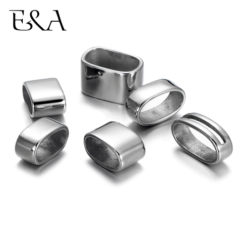 10pcs 316L Stainless Steel Large Hole Spacer Beads for Leather Cord Bracelet DIY Jewelry Making Men Slide Charms Accessories ► Photo 1/6