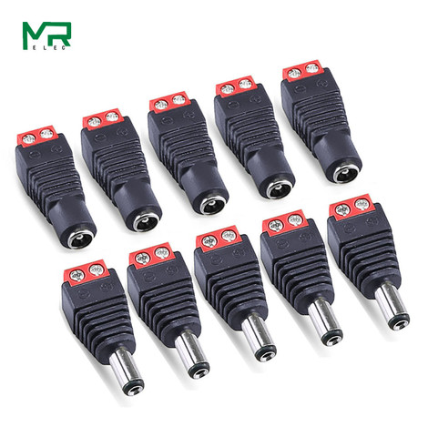 10pcs /5 sets red  Male + Female 12V 2.1x5.5MM DC Power Jack Plug Audio AUX free welding socket Connector ► Photo 1/5