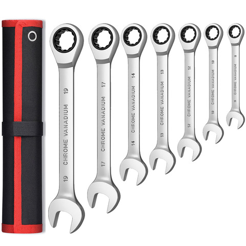 Combination Ratchet Wrench Set of Keys for Auto Mechanical Universal Key Ratchet Spanners Hand Tool with Rolling Pouch ► Photo 1/6