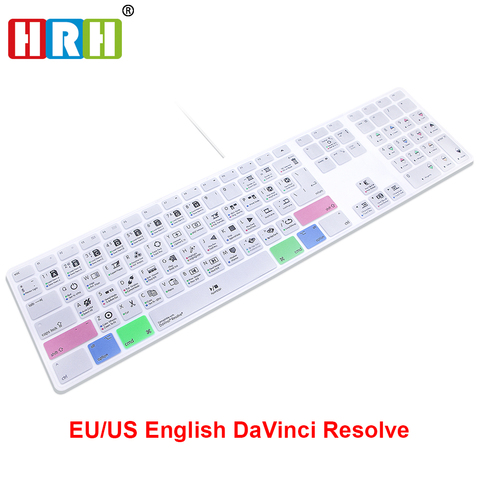 HRH DaVinci Resolve Hot keys Keyboard Cover Skin For Apple Keyboard with Numeric Keypad Wired USB for iMac G6 DesktopPC Wired ► Photo 1/6