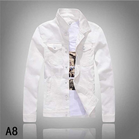 New Fashion Men Denim Jacket Cowboy White Jeans Jacket Men Casual Slim Fit Jeans Jacket Cotton Coat OUTWEAR Male Clothes ► Photo 1/6