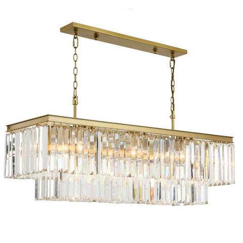 Square Golden Crystal Chandelier American Crystal Chandelier Restaurant Dining Room Bedroom Study Room Living Room LED Light ► Photo 1/6