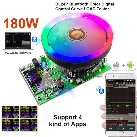 180W DL24 2.4 Inch LCD DC USB Tester Electronic Load APP 18650 Battery Capacity Monitor Discharge Charge Power Meter Checker ► Photo 1/6