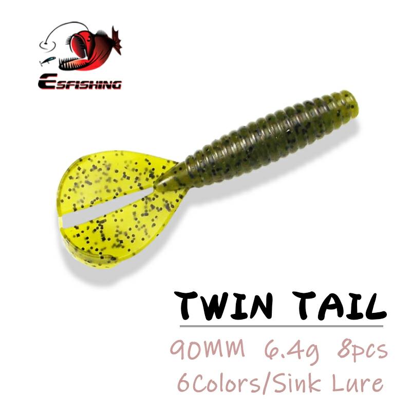 Esfishing Fishing Lures Soft Bait Twin Tail Craw 90mm 8pcs Artificial Baits Wobblers For Trolling Peche Zander ► Photo 1/4
