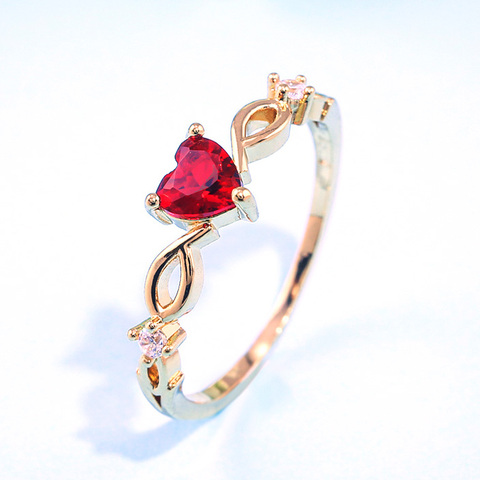 Huitan Simple Heart Ring For Women Female Cute Finger Rings Romantic Birthday Gift For Girlfriend Fashion Zircon Stone Jewelry ► Photo 1/6