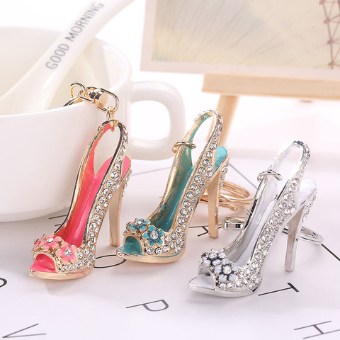 1PC Alloy Key Ring High Heels Keychain Shoes Key Keychains  Rhinestone Crystal Purse Car Key Chain Gift Girl ► Photo 1/6