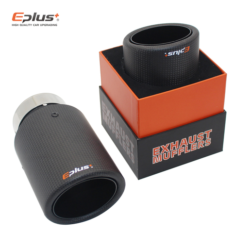 EPLUS Car carbon fiber Muffler Tip Exhaust System Matte Universal Crimping Stainless Black Exhaust Pipe Mufflers nozzle For Ak ► Photo 1/6