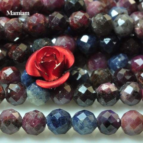 Mamiam Natural Ruby Sapphire Faceted Round Stone 3.8mm Smooth Loose Beads Diy Bracelet Necklace Jewelry Making Gift Design ► Photo 1/5