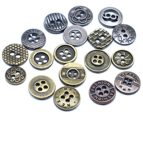 10pcs/lot Vintage Bronze Buttons Sewing Round Metal Buttons 4 Holes for Jacket Sweater Overcoat Garment DIY Accessories ► Photo 1/6