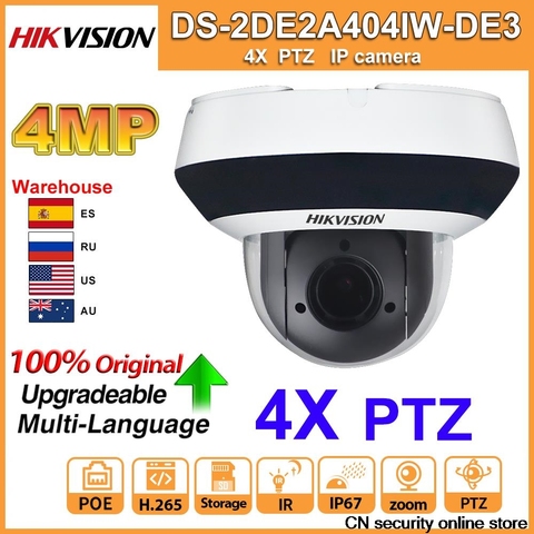 Original Hikvision PTZ IP Camera DS-2DE2A404IW-DE3 Updateable 2.8-12mm IR 20M 4X Zoom with PoE H.265 CCTV Video Surveillance ► Photo 1/4