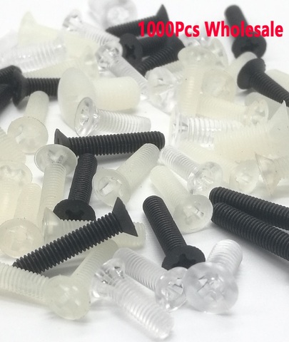 1000pcs M3 DIN965 White Black Nylon Transparent PC Countersunk Head Screws Flat Cross Recessed Head Plastic Phillips Screw Bolt ► Photo 1/1