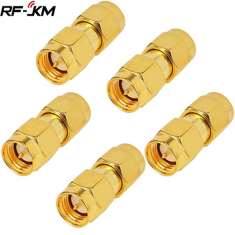 5 pcs Gold Tone SMA Male to SMA Male Plug RF Coaxial Adapter Connector ► Photo 1/2