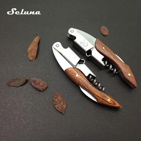 Stainless Steel Corkscrew Wine Key Beer Bottle Opener Foil Cutter Wood Handle Openers Waiter's Friend Corkscrews Sommelier Knife ► Photo 1/6