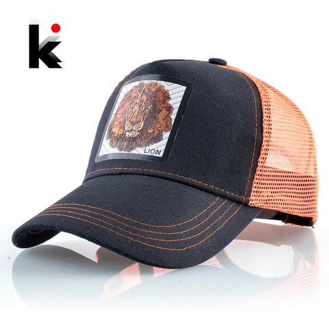 Breathable Mesh Baseball Cap Men Women Fashion Trucker Caps Snapback Hip Hop Baseball Hat With Lion Patck Streetwear Visor Hats ► Photo 1/6