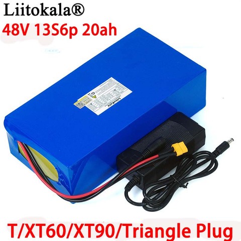 LiitoKala 48V 20ah 13s6p Lithium Battery Pack 48v 200000mAh 2000W electric bicycle batteries Built in 50A BMS +54.6V 2A Charger ► Photo 1/6