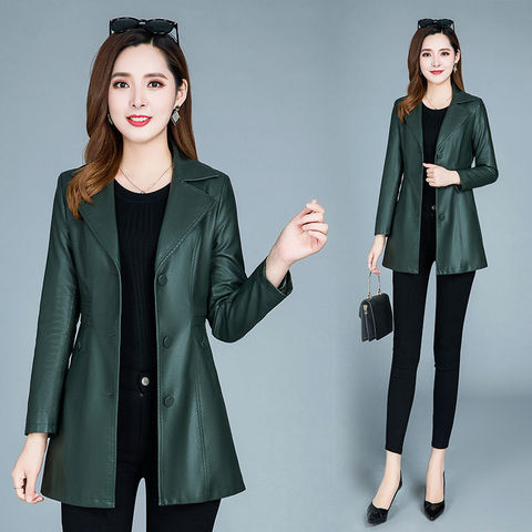 Women's Leather Jacket Long 2022 Autumn And Winter Large Size Loose Thickening Slim Leather Coat Female Fashion Women Clothing ► Photo 1/6