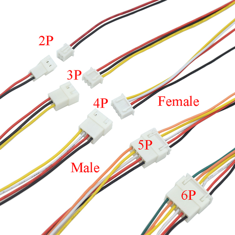 10Pair Micro JST XH 2.54 2P 3P 4P 5P 6PIN Male Female Plug Connector 2.54mm Pitch With Wire Cable 200mm Battery Charging Cable ► Photo 1/6